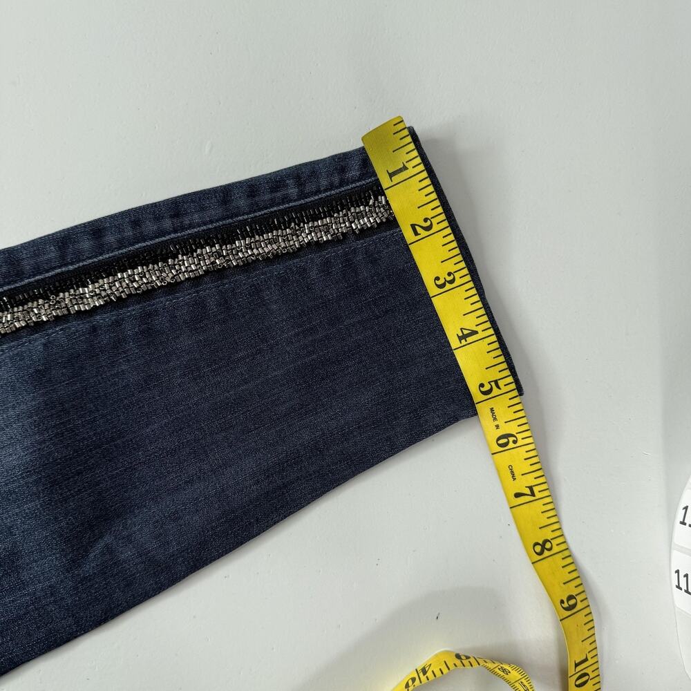 Hudson Luna Super Skinny Crop Jeans Womens 29 Blue Glam Embellished Side Stripe - Picture 13 of 14